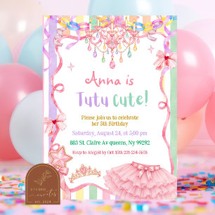 Pastel Colorful Fancy Tutu Birthday Invitation