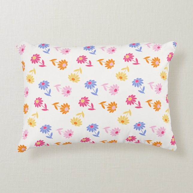 Pastel Colorful Flowers Seamless Pattern  Accent Pillow (Front)