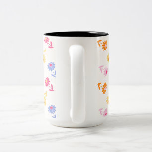 Pastel Colorful Flowers Seamless Pattern Two-Tone Coffee Mug