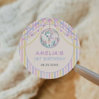 Pastel Colorful Girl Birthday Party Classic Round Sticker