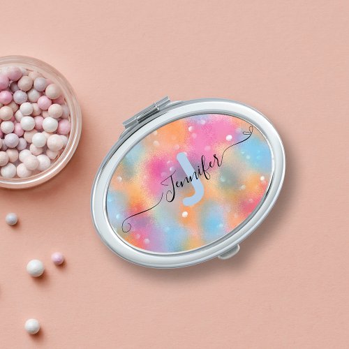 Pastel Colorful Girly Trendy Modern Chic Fancy Compact Mirror