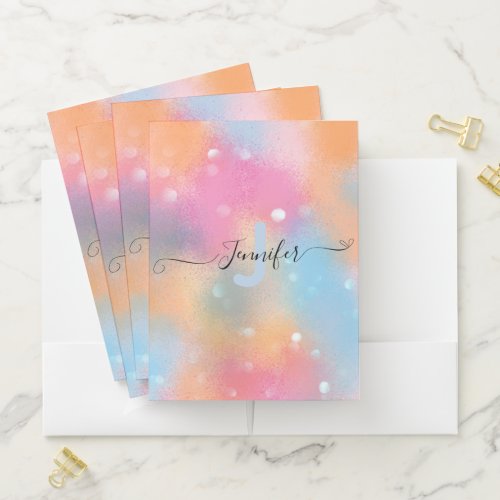 Pastel Colorful Girly Trendy Modern Chic Fancy  Pocket Folder