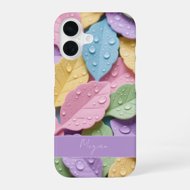 Pastel Colorful Leaf Pattern iPhone Case (Back)