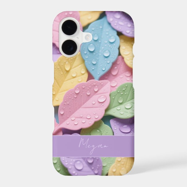 Pastel Colorful Leaf Pattern iPhone Case (Back)