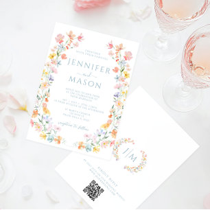 Pastel Colorful Meadow Flower Wildflower Wedding Invitation