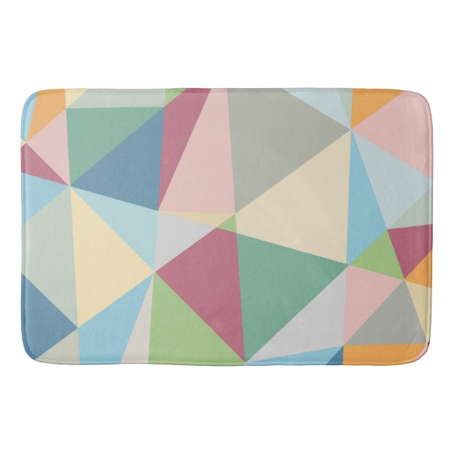 Pastel Colorful Modern Abstract Geometric Pattern Bath Mat (Front)