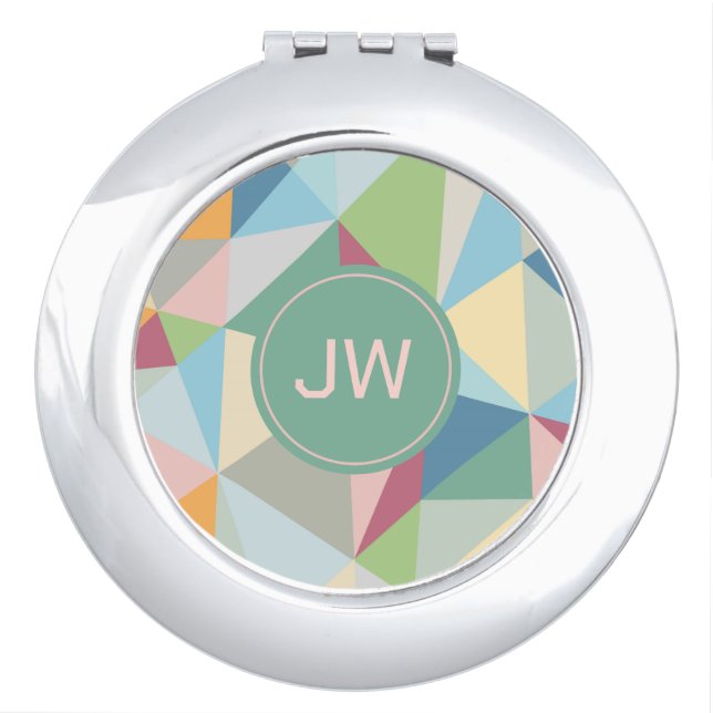 Pastel Colorful Modern Abstract Geometric Pattern Compact Mirror (Front)