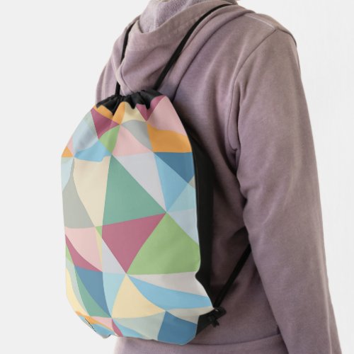 Pastel Colorful Modern Abstract Geometric Pattern Drawstring Bag