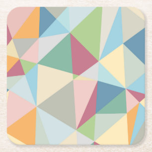 Pastel Colorful Modern Abstract Geometric Pattern Square Paper Coaster