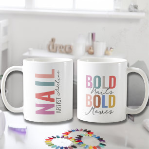 Pastel Colorful Nail Artist Name Motivation Quote Coffee Mug