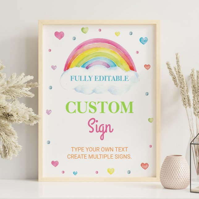 Pastel Colorful Rainbow 1st Birthday Custom Sign (Creator Uploaded)