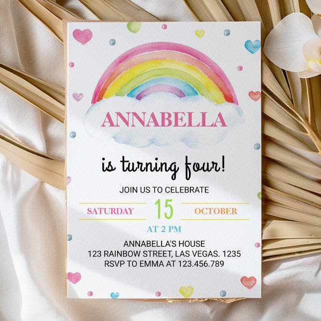 Pastel Colorful Rainbow Birthday Invitation (Creator Uploaded)