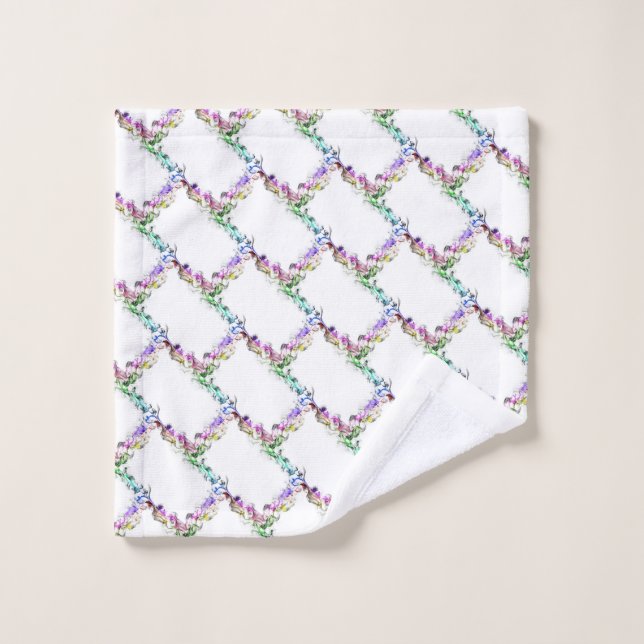 Pastel Colorful Rainbow Flames Floral Diamond Wash Cloth (Wash Cloth)