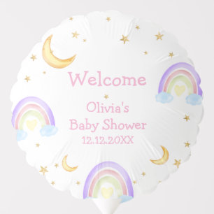 Pastel Colorful Rainbow Moon Star Baby Shower Balloon
