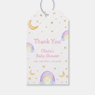 Pastel Colorful Rainbow Moon Star Baby Shower Gift Tags