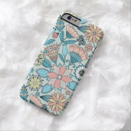 Pastel Colorful Retro Flowers Pattern Barely There iPhone 6 Case