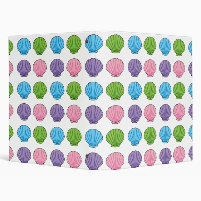 Pastel Colorful Seashell Pack 3 Ring Binder (Background)