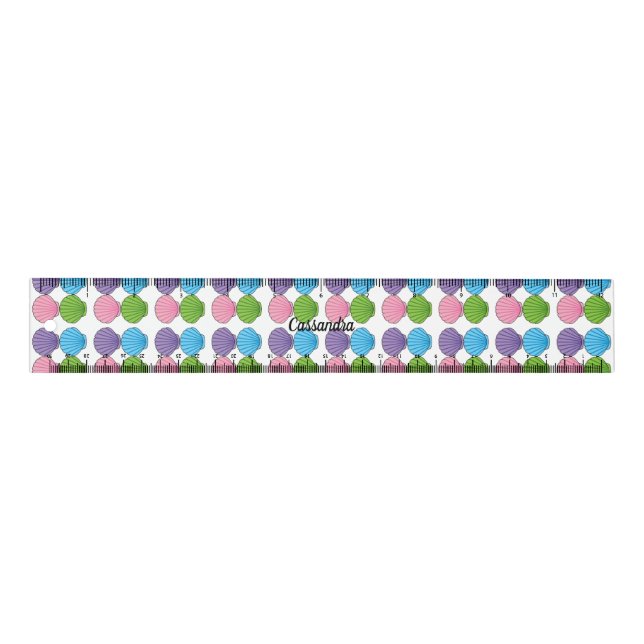 Pastel Colorful Seashell Pack | Add your own Name Ruler (Front)