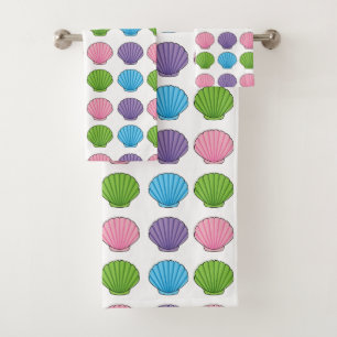 Pastel Colorful Seashell Pack Bath Towel Set