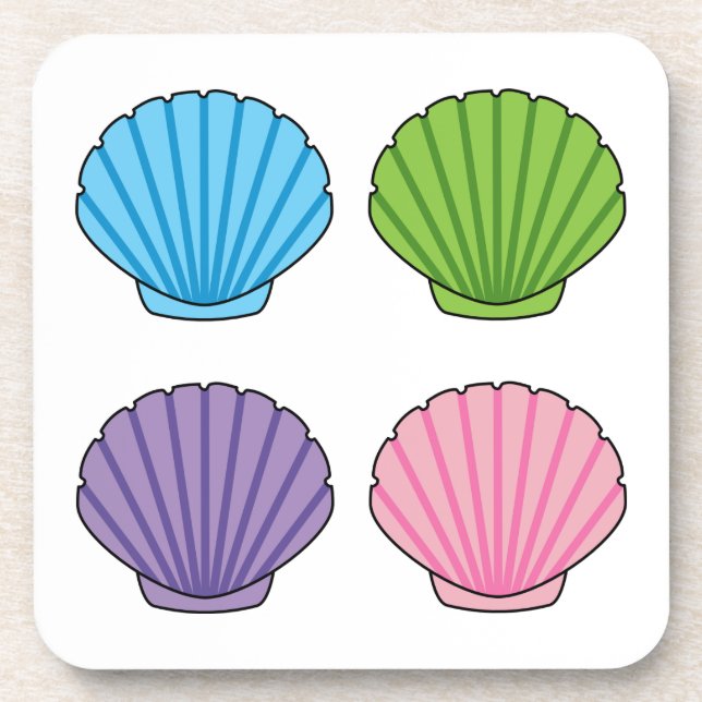 Pastel Colorful Seashell Pack Beverage Coaster (Front)