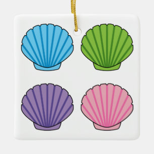 Pastel Colorful Seashell Pack Ceramic Ornament