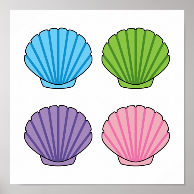Pastel Colorful Seashell Pack Poster (Front)