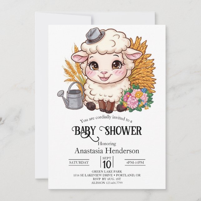 Pastel Colorful Sheep Baby Shower Invitation (Front)