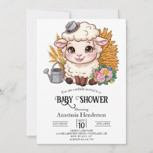 Pastel Colorful Sheep Baby Shower Invitation