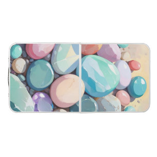 Pastel colorful stones beer pong table