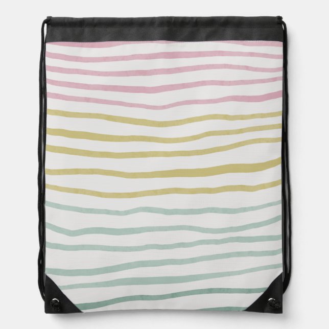 Pastel Colorful Stripes Drawstring Bag (Front)