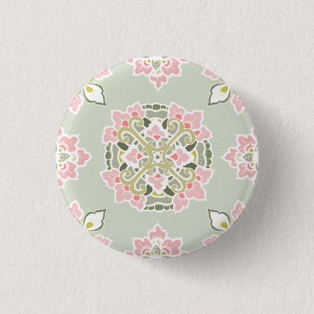 Pastel Colorful Tracery Ornament Button (Front)