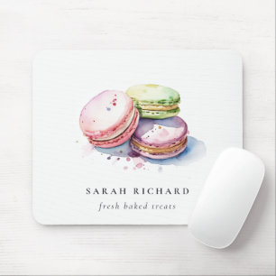 Pastel Colorful Watercolor French Macarons Bakery Mouse Pad