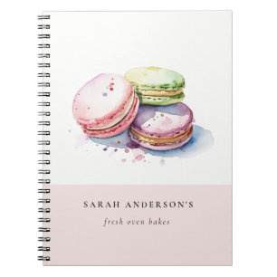 Pastel Colorful Watercolor French Macarons Bakery Notebook