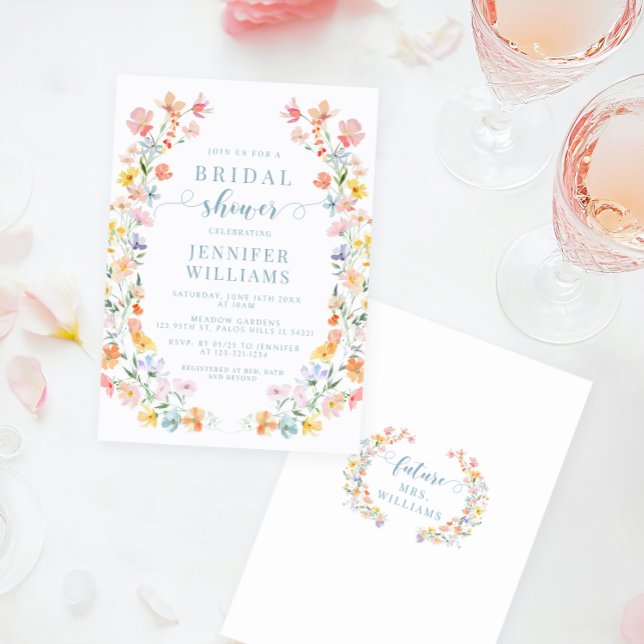 Pastel Colorful Wildflower Boho Bridal Shower  Invitation (Creator Uploaded)