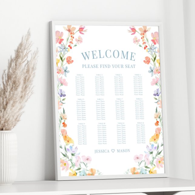 Pastel Colorful Wildflower Wedding Seating Chart (Creator Uploaded)