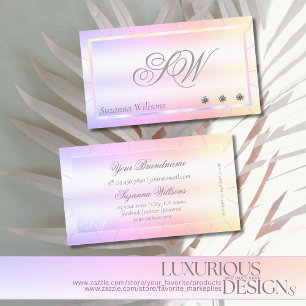 Pastel Colorful with Diamonds and Monogram Glamour Business Card