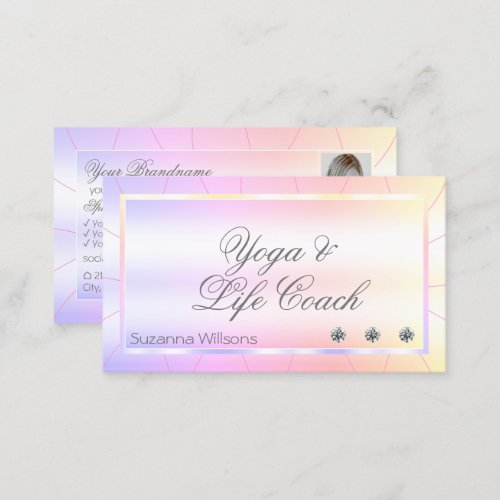 Pastel Colorful with Diamonds and Photo Glamorous Business Card