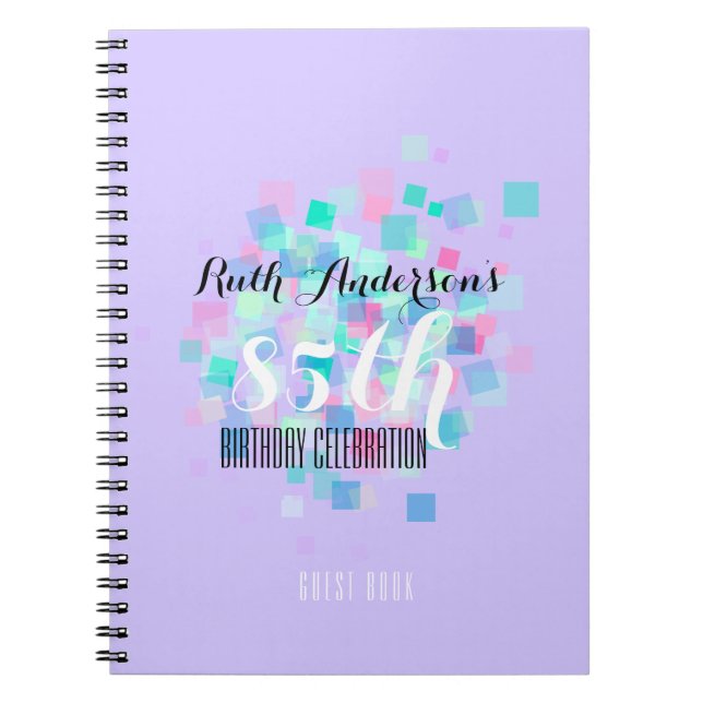Pastel Colors 85th Birthday Party Guest Book 2 (Front)