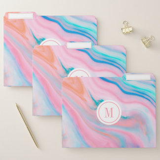 Pastel colors abstract agate flowing marble swirls file folder