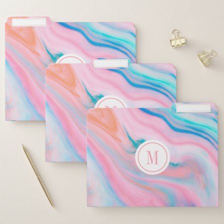 Pastel Colors Abstract Agate Flowing Marble Swirls File Folder
