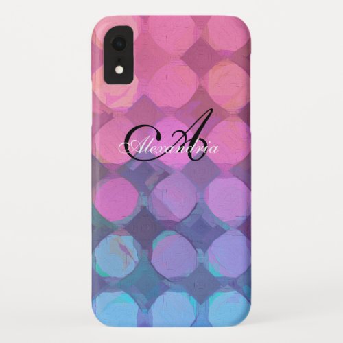 Pastel Colors Abstract Circle Watercolor Monogram iPhone XR Case