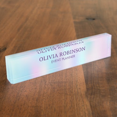 Pastel Colors Abstract Iridescent Background Desk Name Plate