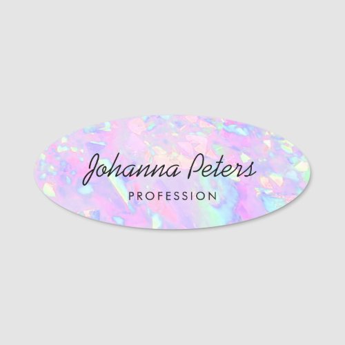 pastel colors abstract opal inspired name tag