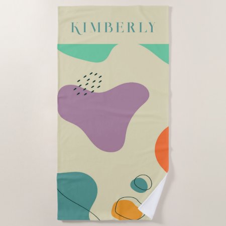 Pastel Colors Abstract Shapes Modern Background Beach Towel