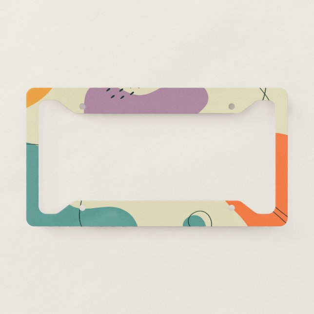 Pastel colors abstract shapes modern background license plate frame (Front)
