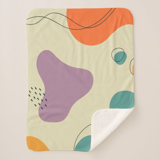 Pastel colors abstract shapes modern background sherpa blanket (Front)