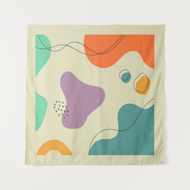 Pastel colors abstract shapes modern background tapestry (Front)