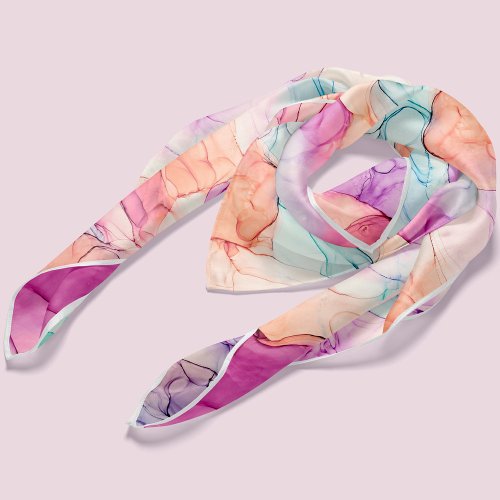 Pastel Colors Alcohol Ink Abstract Pattern Scarf