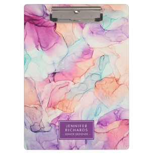Pastel Colors Alcohol Ink Personalized Clipboard