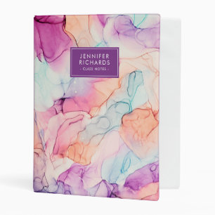 Pastel Colors Alcohol Ink Personalized Mini Binder